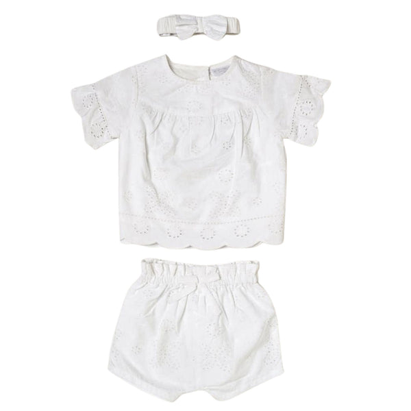 Rock a Bye Baby Broderie Anglaise White Shorts Set