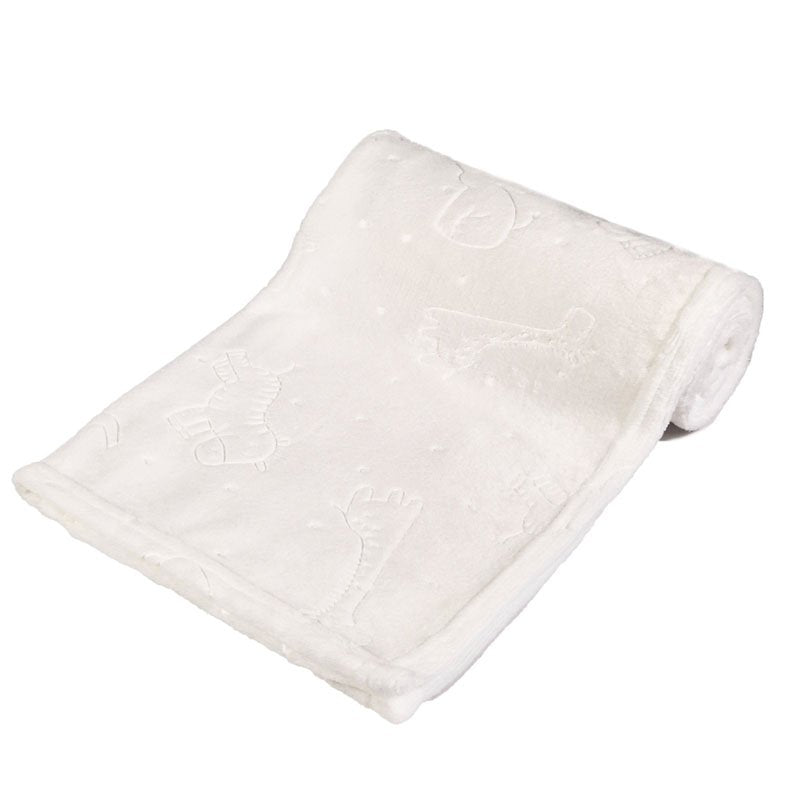 Embroidered Personalised White Blanket - Safari Animals