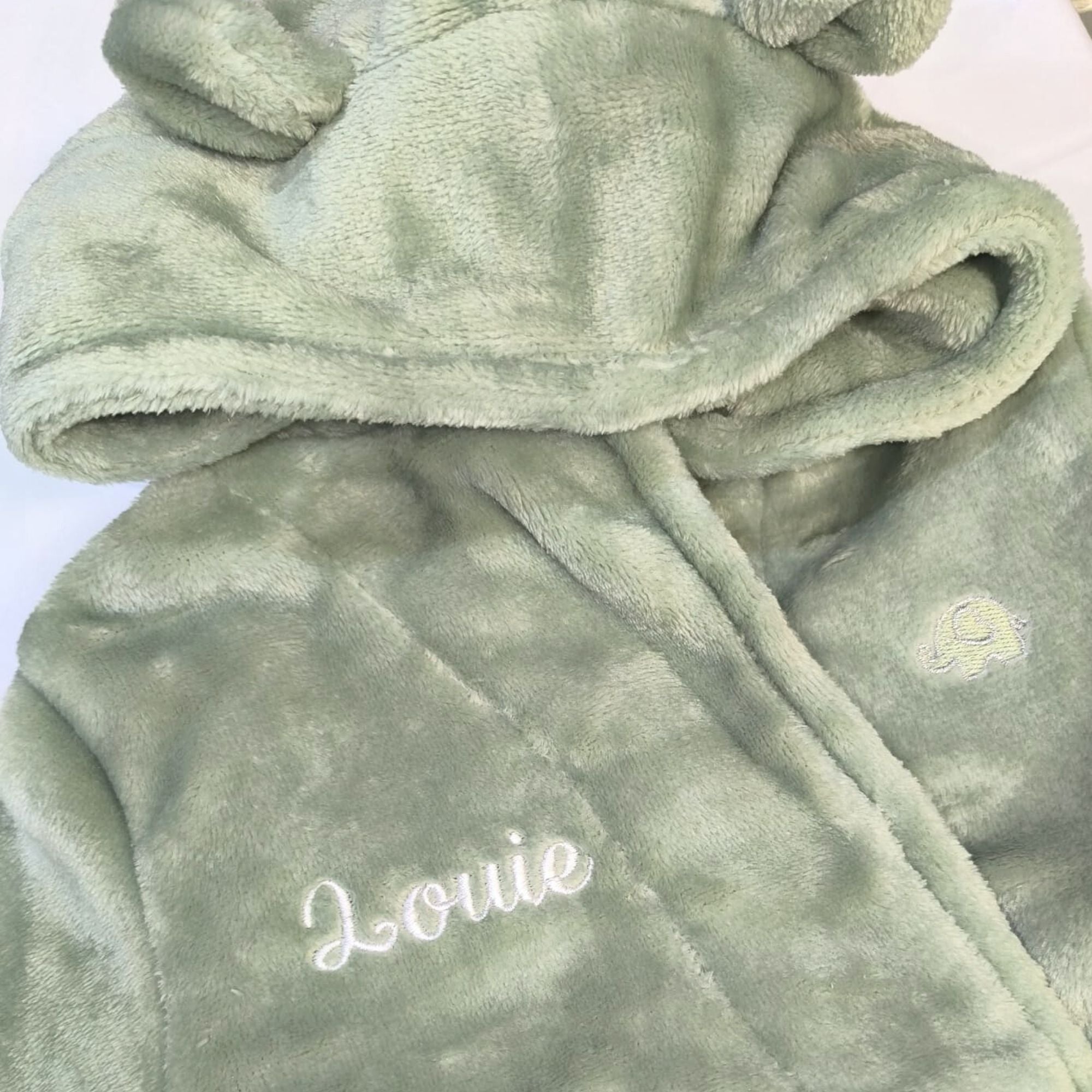 Personalised Baby Dressing Gown with Bear Ears We Three Bears Personalised Baby Dressing Gown with Bear Ears We Three Bears