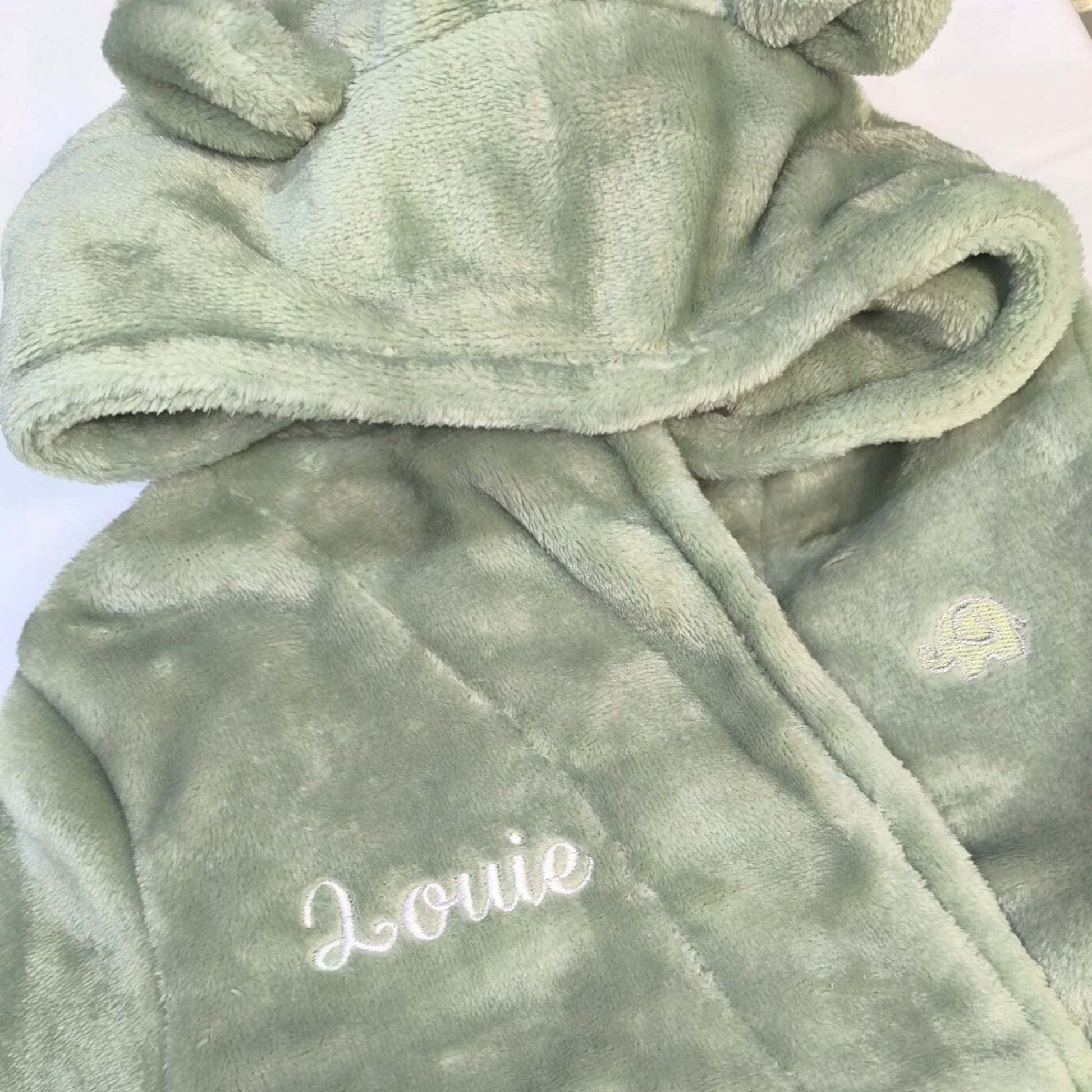 Personalised Baby Dressing Gown with Bear Ears