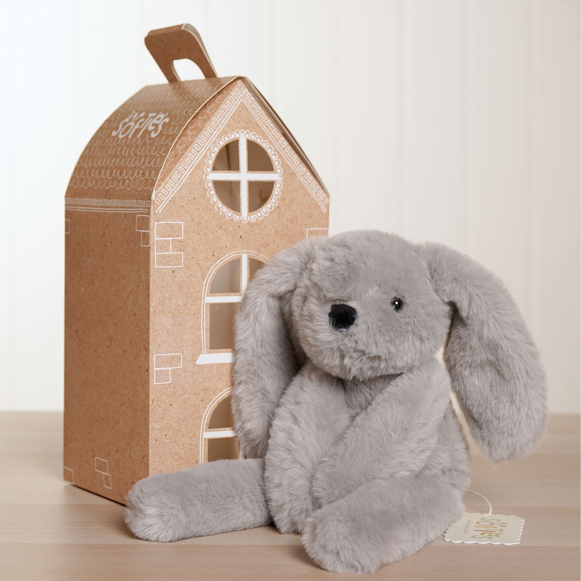 Softies - Theo The Long Leg Bunny - Grey - 35cm