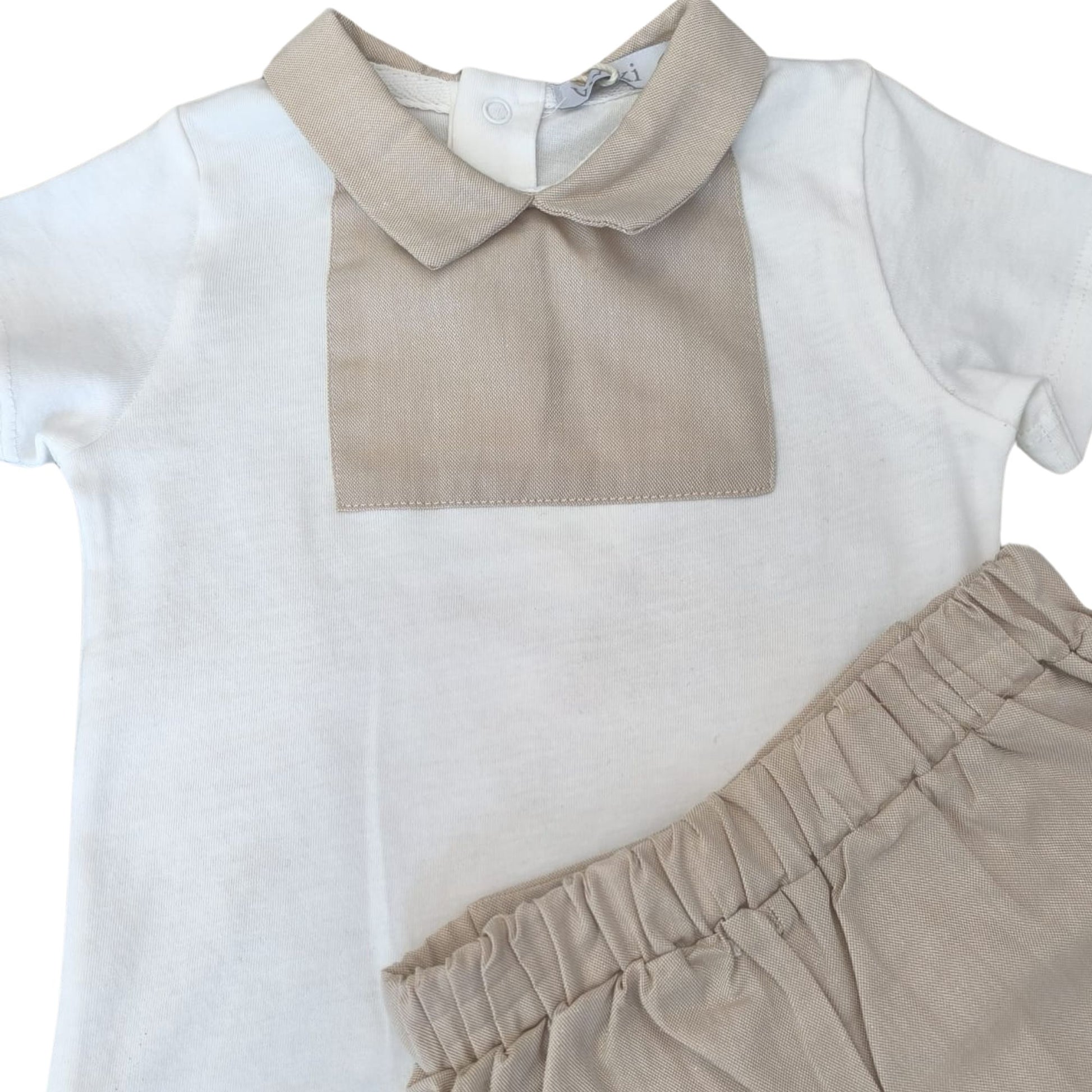 Personalised Boy's Panel Short Set - Coffee