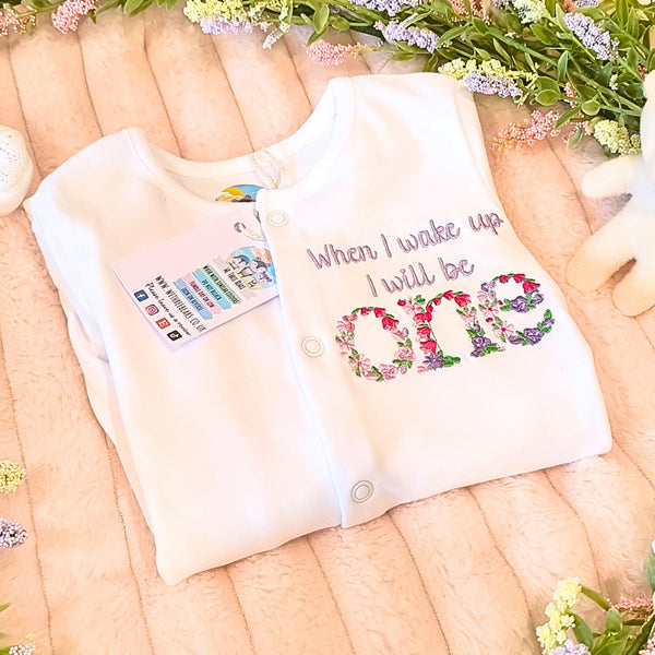 Personalised 'When I Wake Up I Will Be One' Sleepsuit - Perfect 1st Birthday Gift