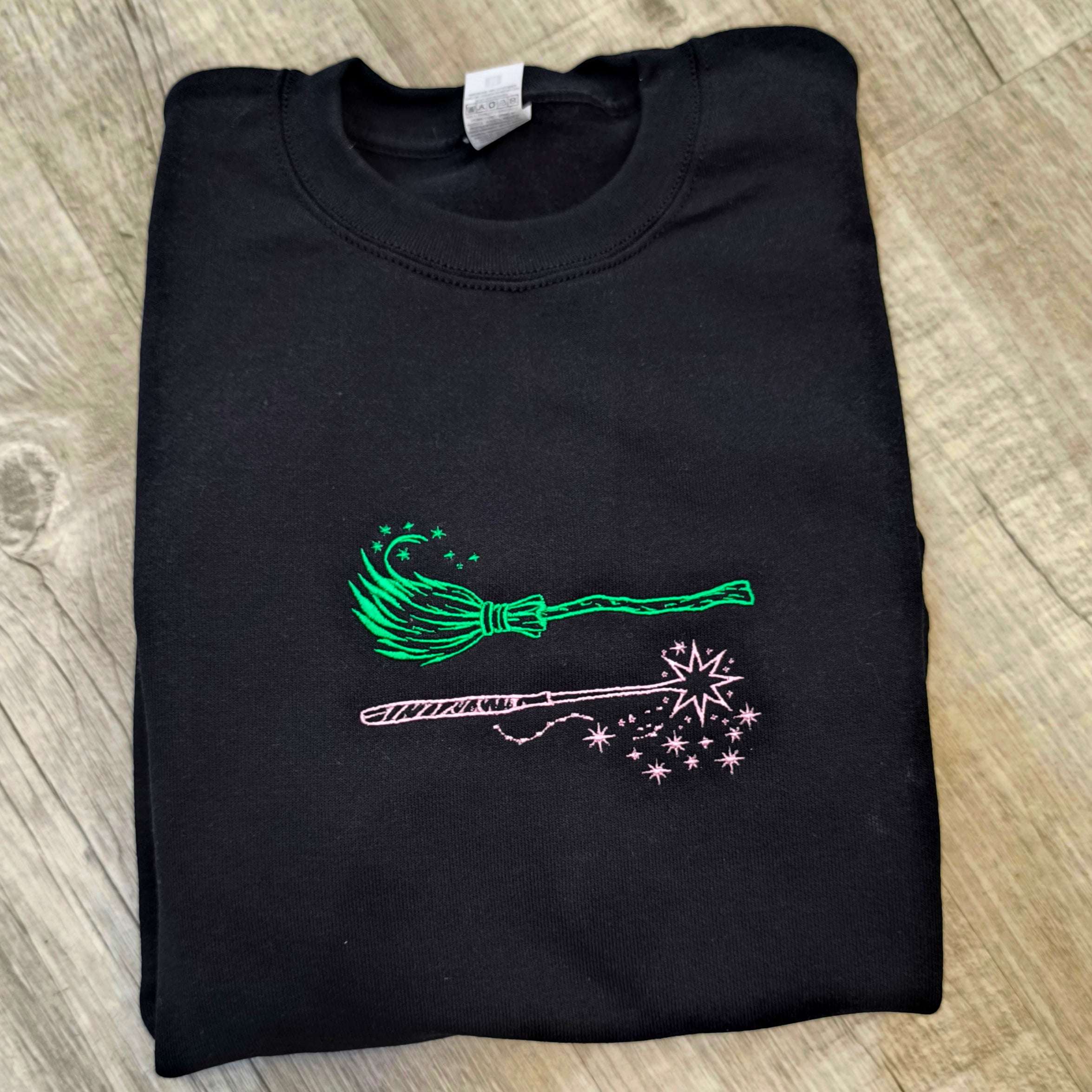 Girls Wicked Sweatshirt – Embroidered Broom & Wand Design