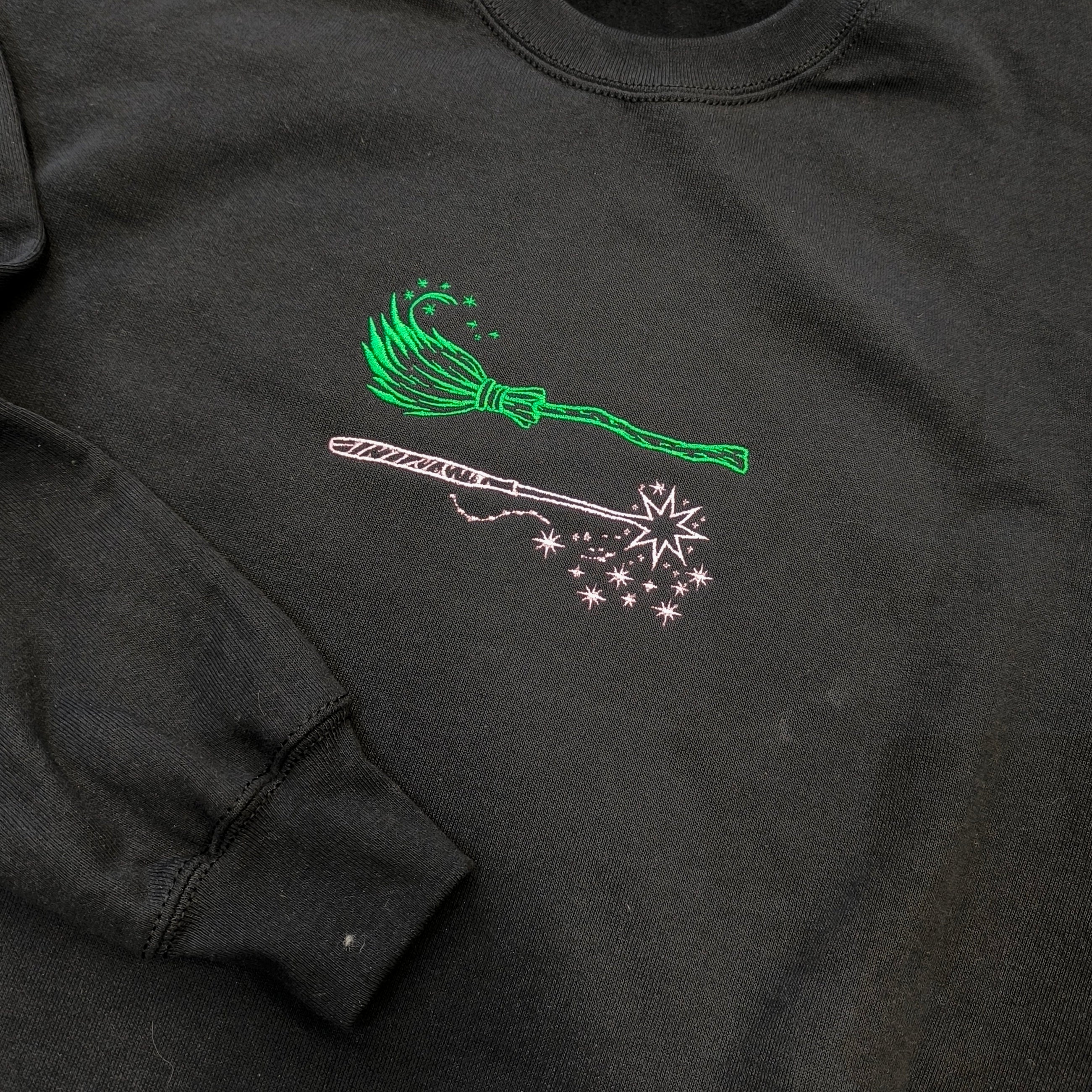 Girls Wicked Sweatshirt – Embroidered Broom & Wand Design