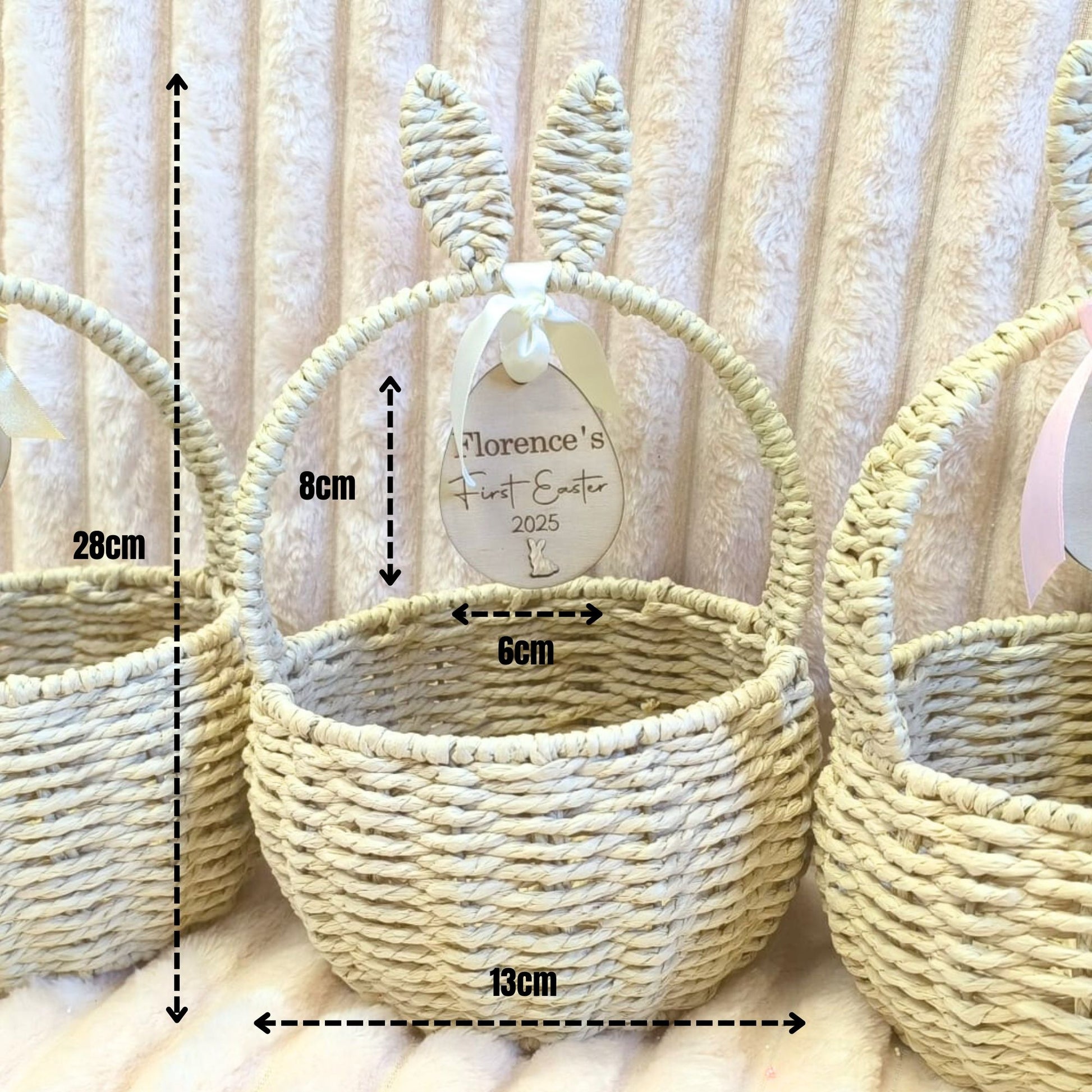 Personalised Wicker Easter Basket with Personalised Wooden Tag