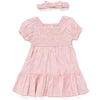 Willow & Whistle Girls Pink Smocked Dress and Headband Set
