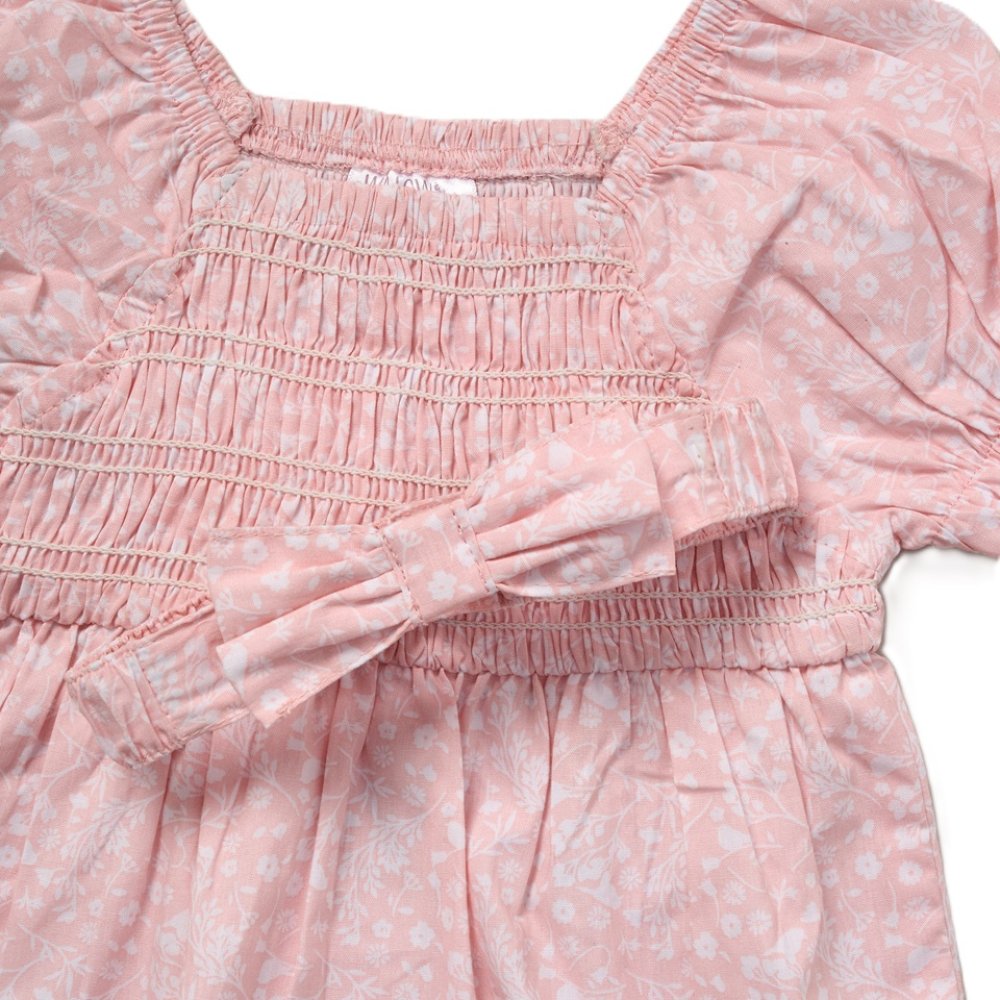 Willow & Whistle Girls Pink Smocked Dress and Headband Set