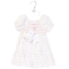 Willow & Whistle Girls Smocked Dress and Headband Set - Pink Flowers