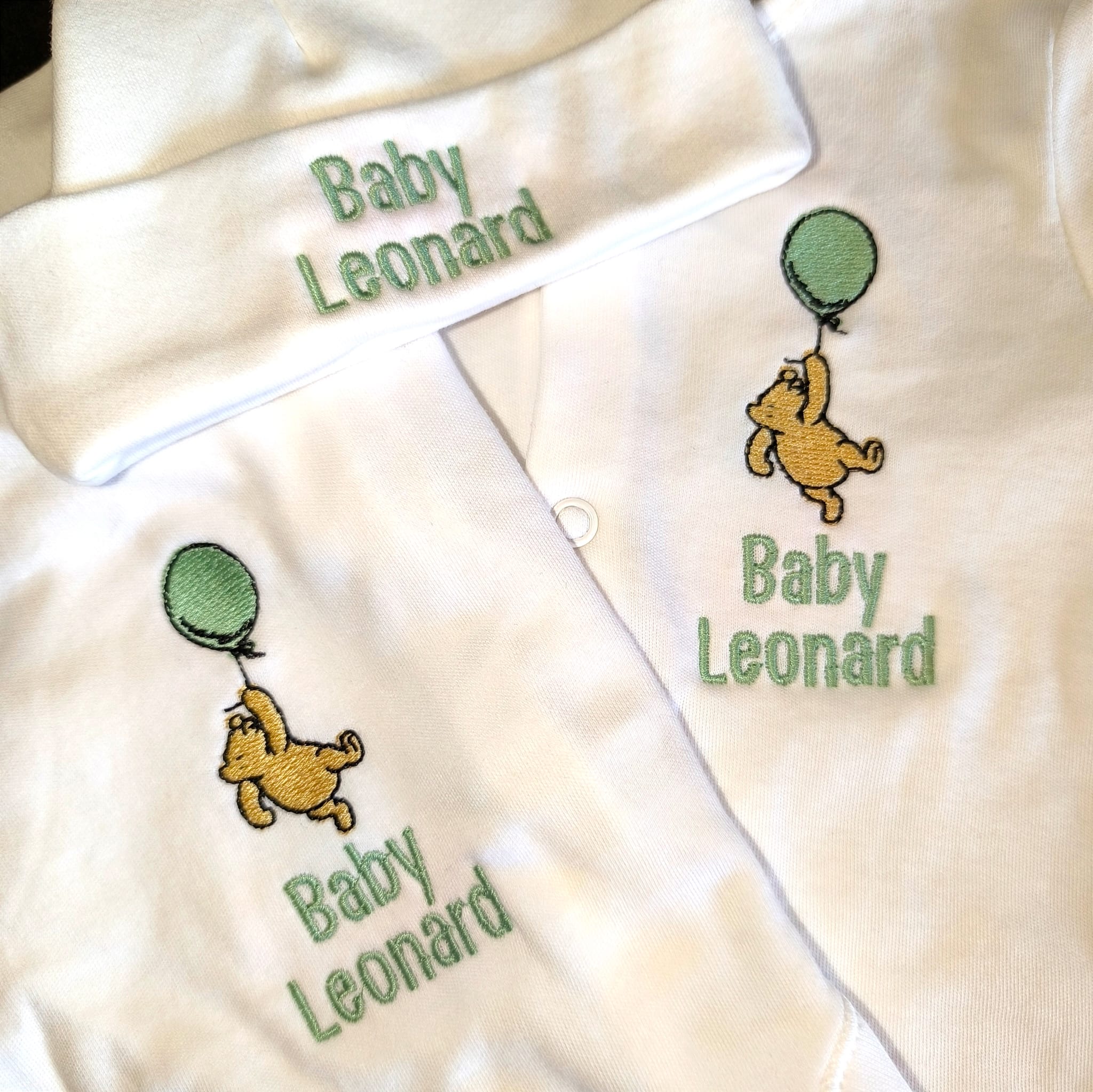 Winnie the Pooh Embroidered Personalised Sleepsuit