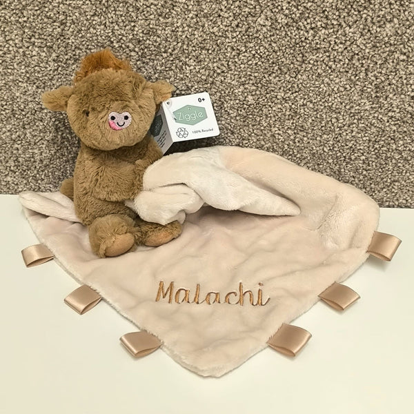 Ziggle Highland Cow Comforter Blanket with Personalised Name