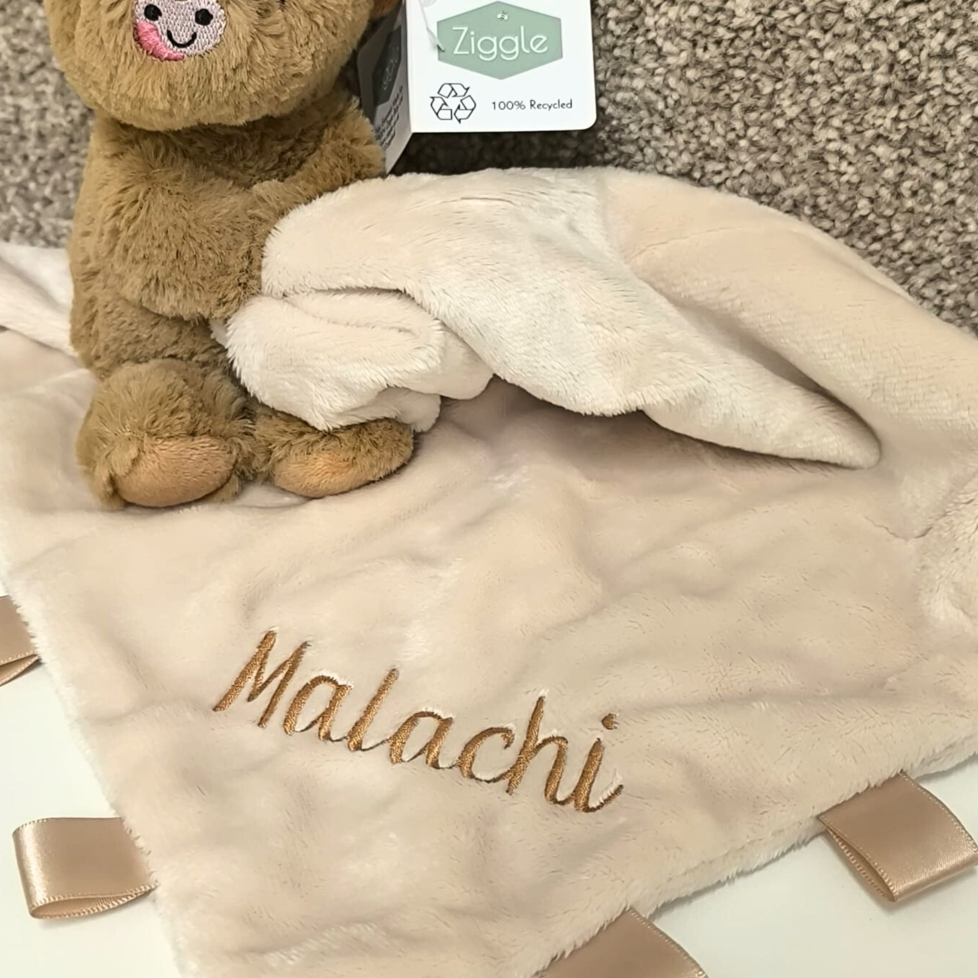 Ziggle Highland Cow Comforter Blanket with Personalised Name