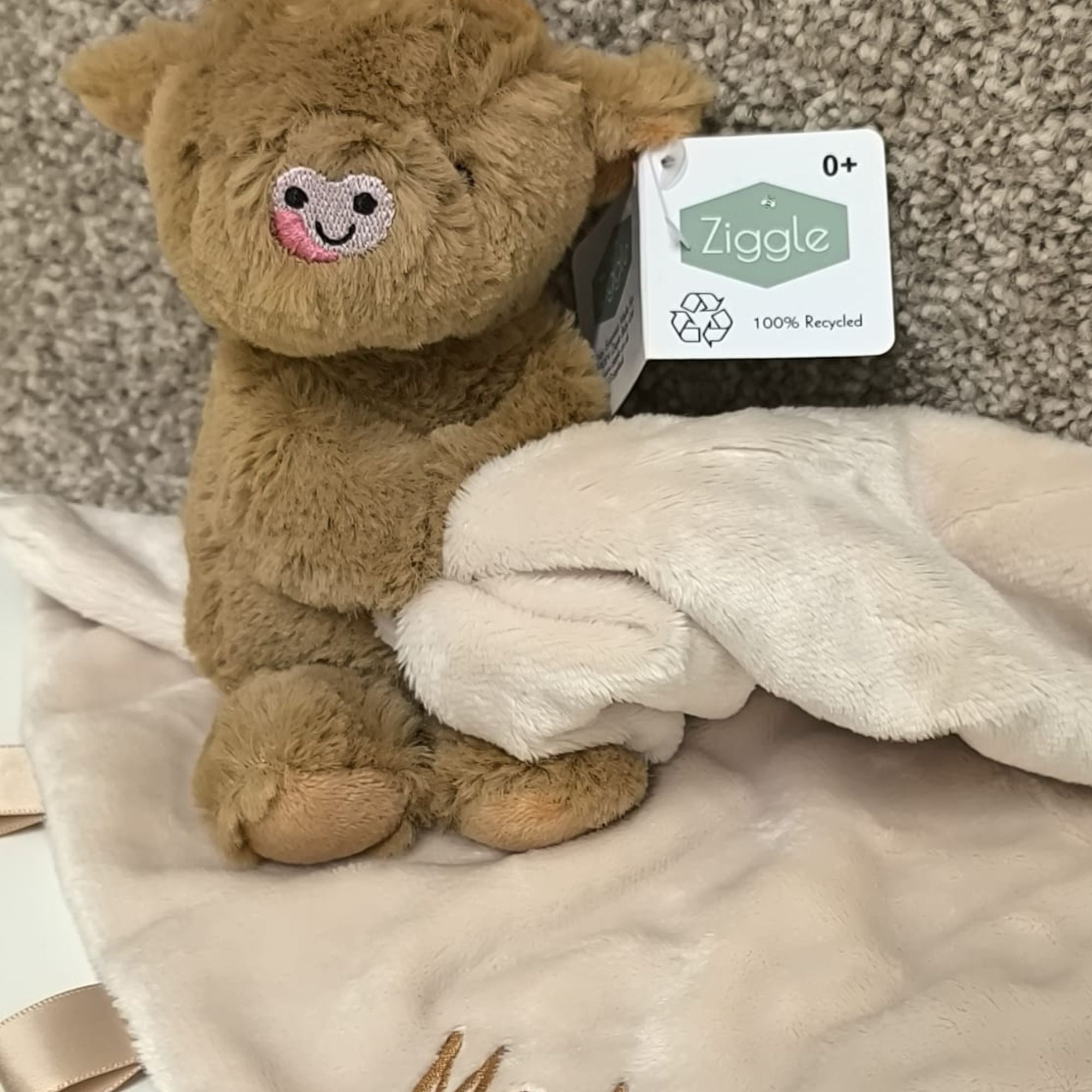 Ziggle Highland Cow Comforter Blanket with Personalised Name