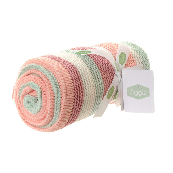 Ziggle Personalised Striped Baby Blanket - 100% Cotton