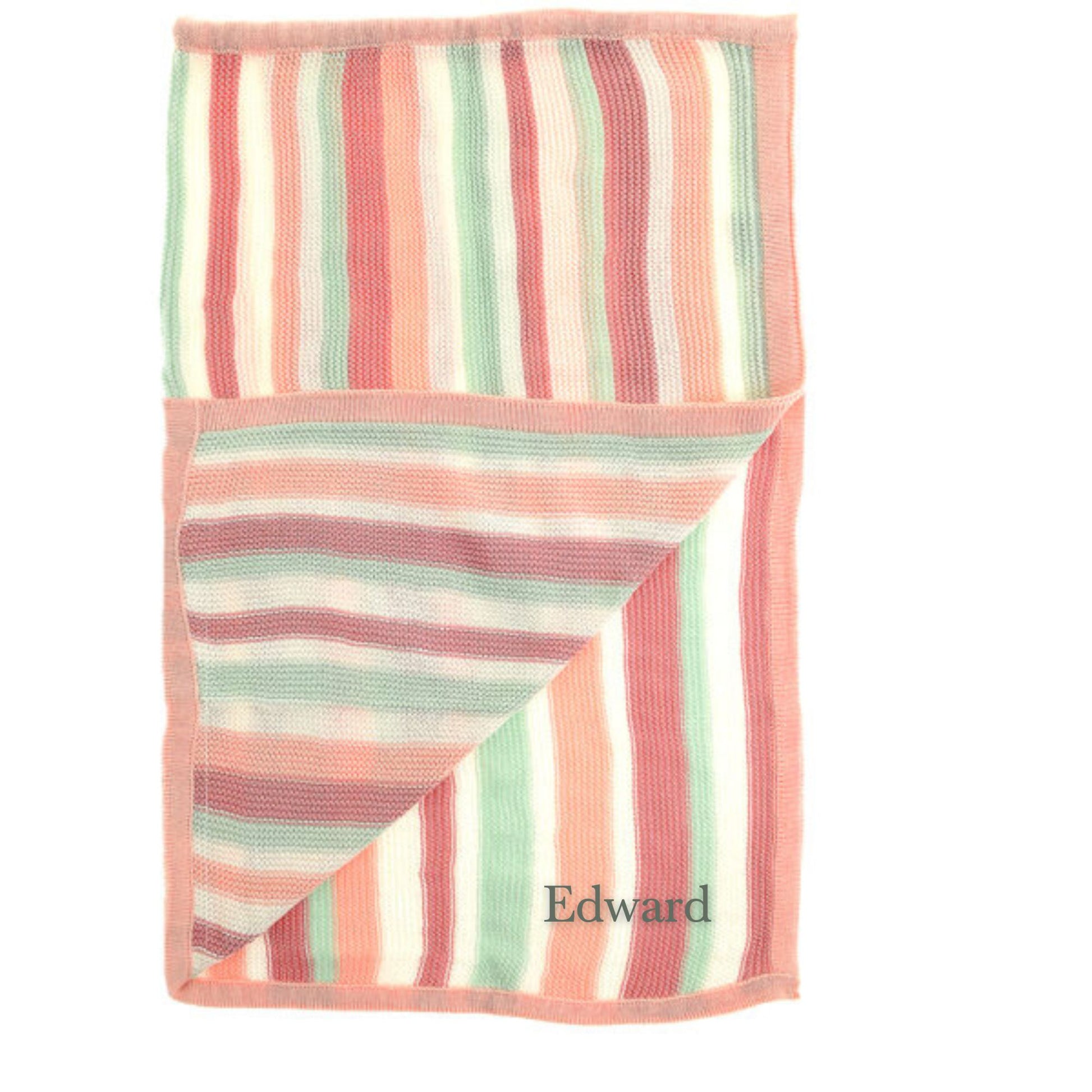 Ziggle Personalised Striped Baby Blanket - 100% Cotton